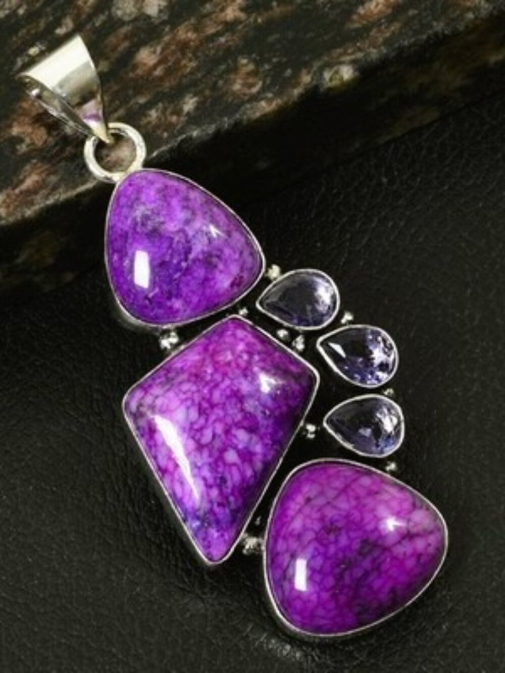 Dendrite Opal Amethyst Sterling Silver Gemstone Pendant